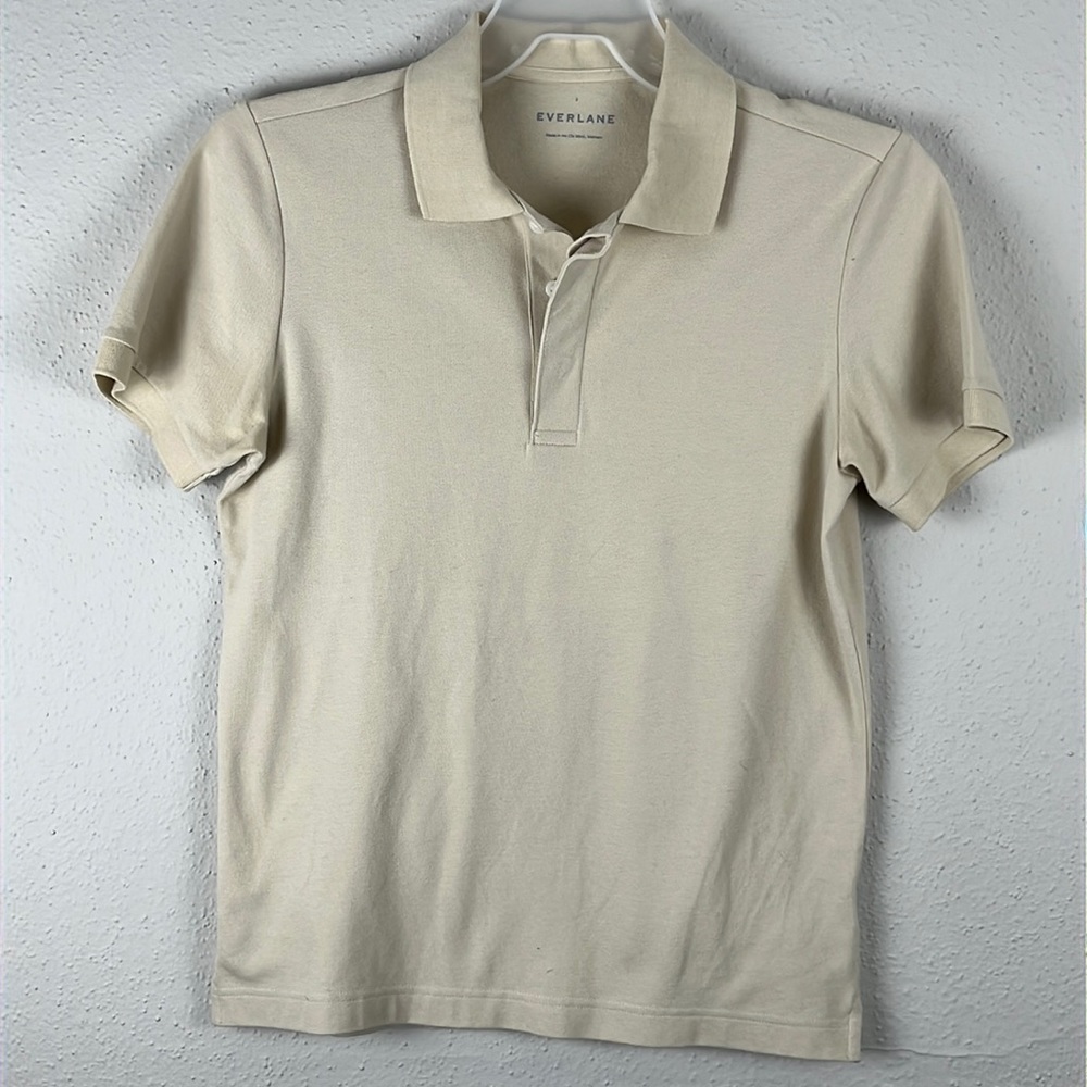 Everlane mens polo shirt sleeve shirt size s cream colored